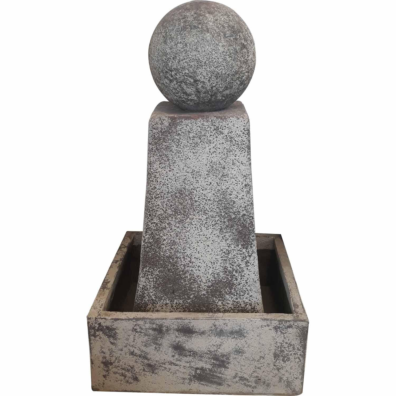 Ball on Block Old Stone Water Feature