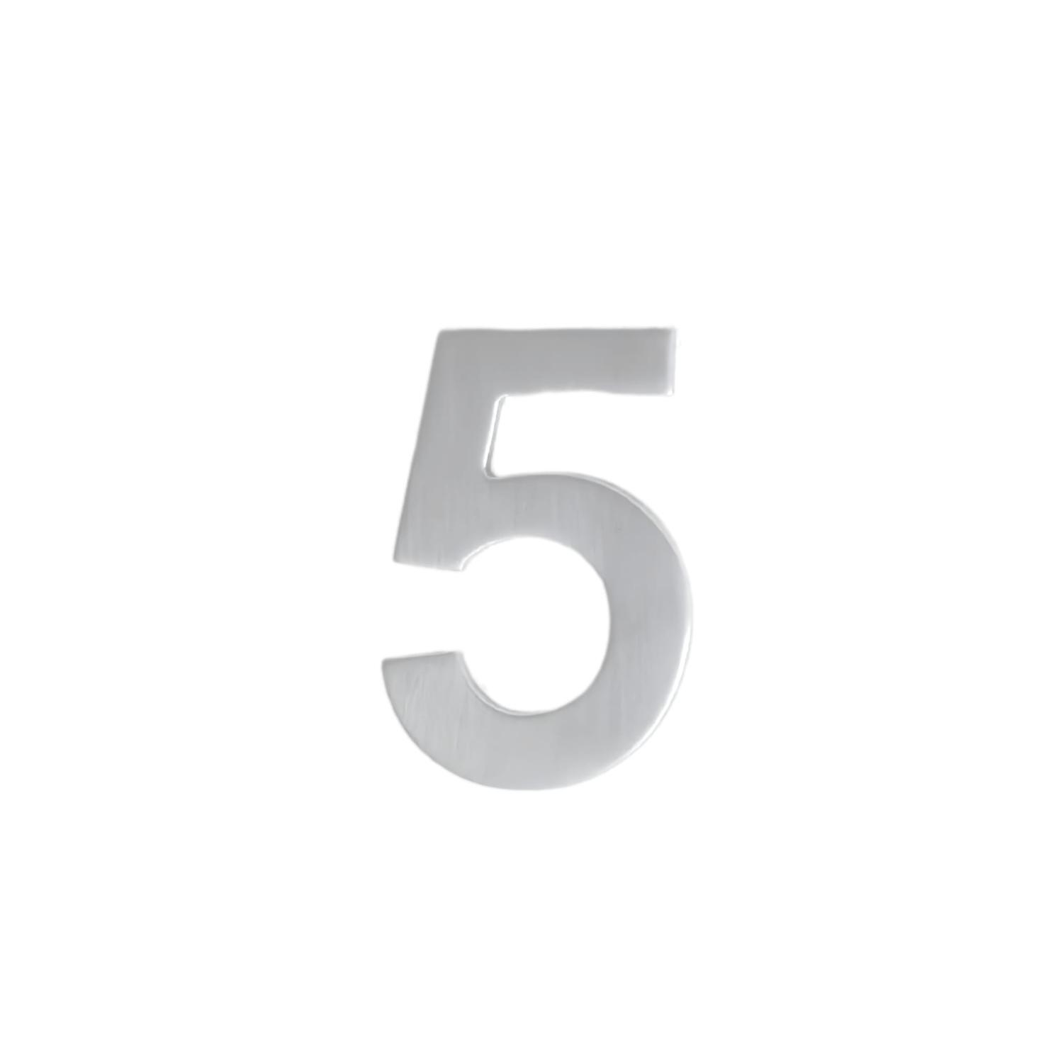 Adhesive Stainless Steel Numeral #5 50mm