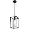 Hutton Glass and Metal Frame Pendant  Black