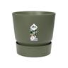 Plastic Pot with Saucer Green 20cm