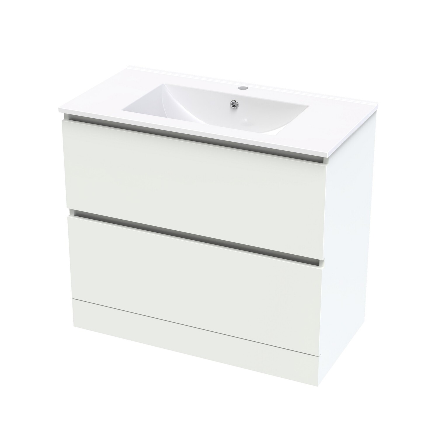 Pacific Rise 900 Double Drawer Floor White Melamine