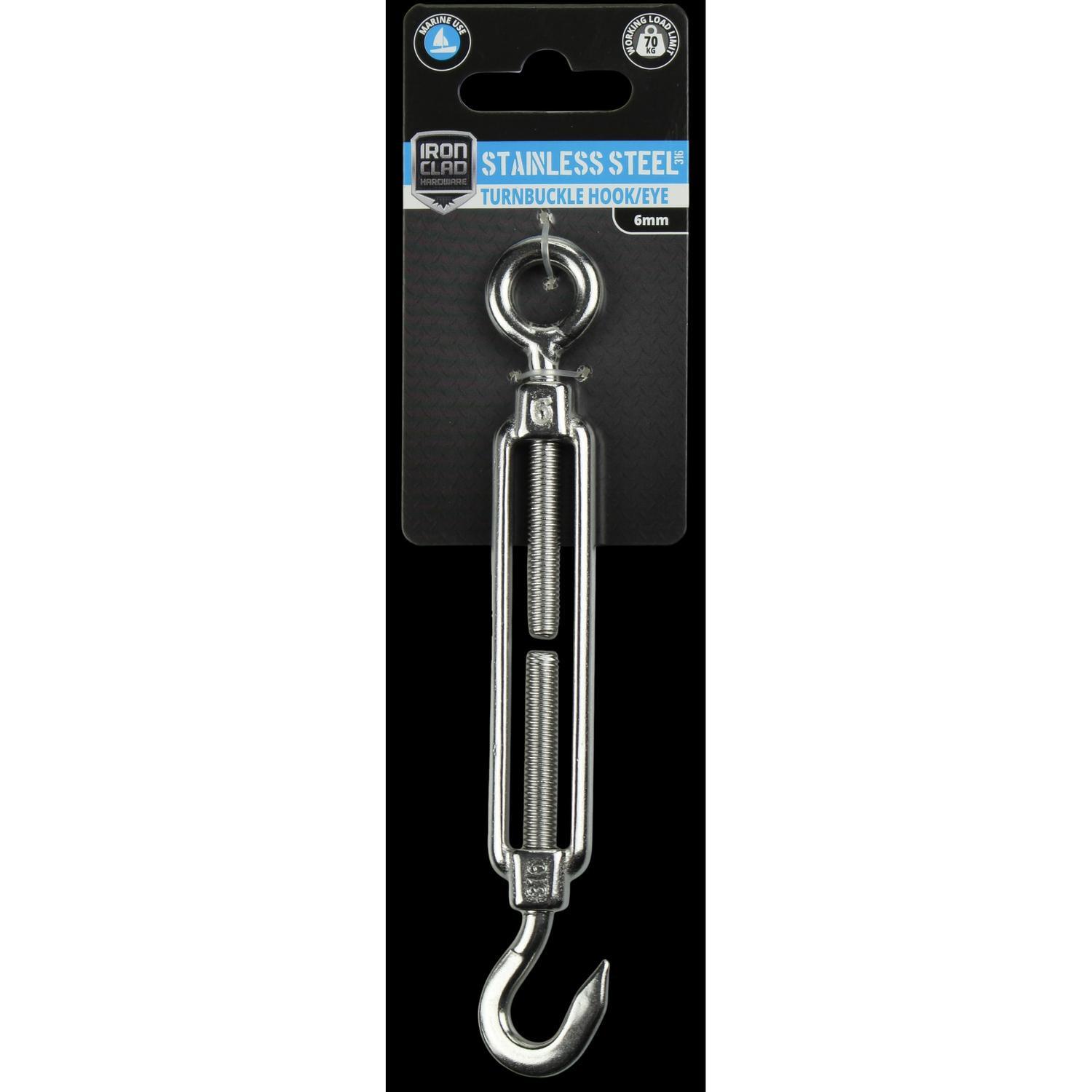 Turnbuckle Hook/Eye 6mm Stainless Steel 316