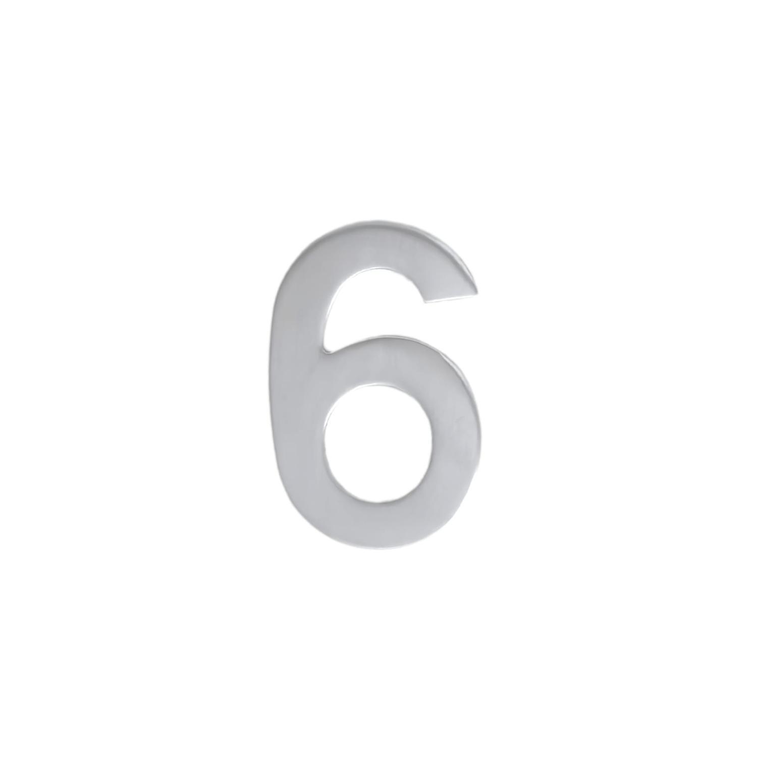Adhesive Stainless Steel Numeral #6 50mm
