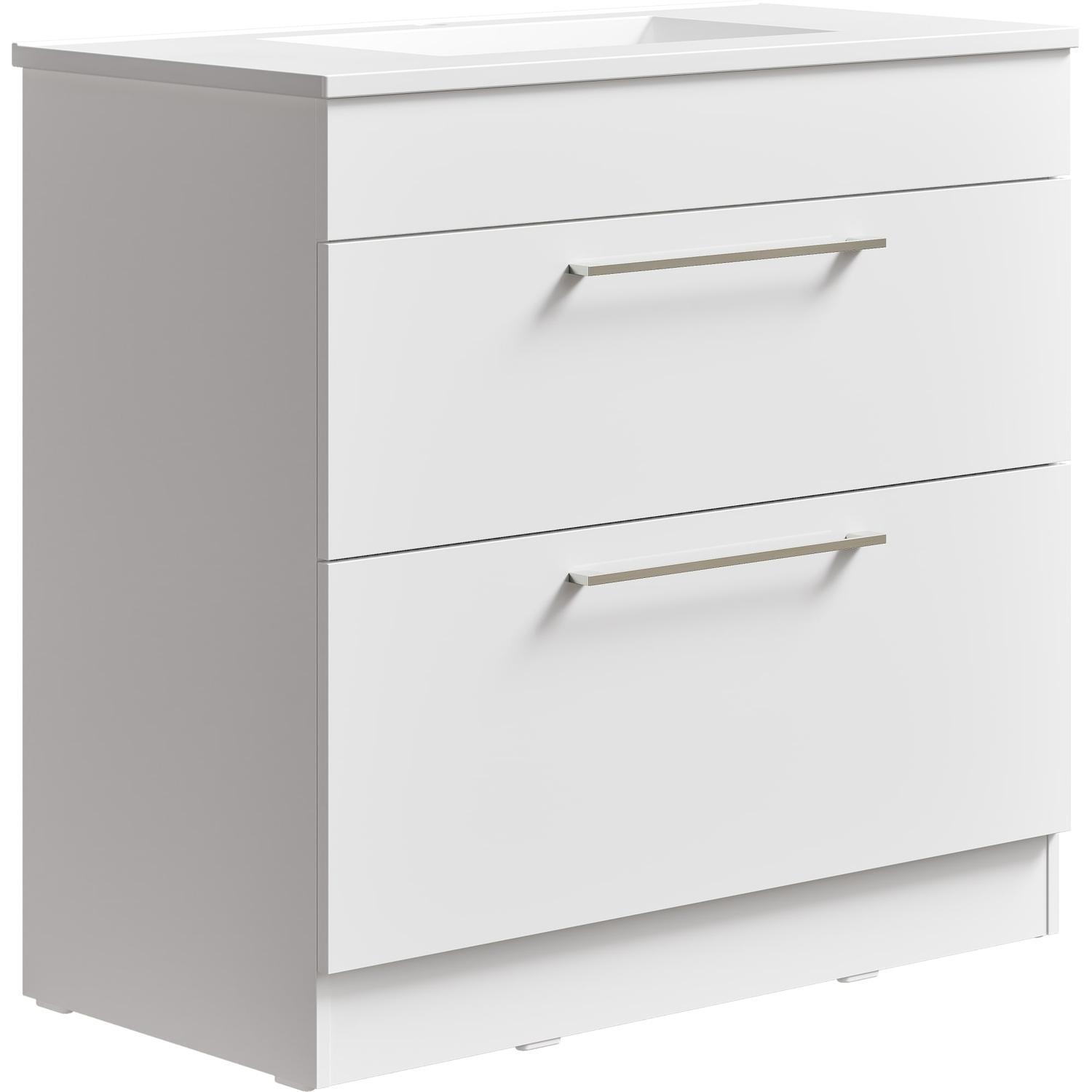 Thin Butler 2 Drawer Floor Standing Vanity 900mm Gloss White