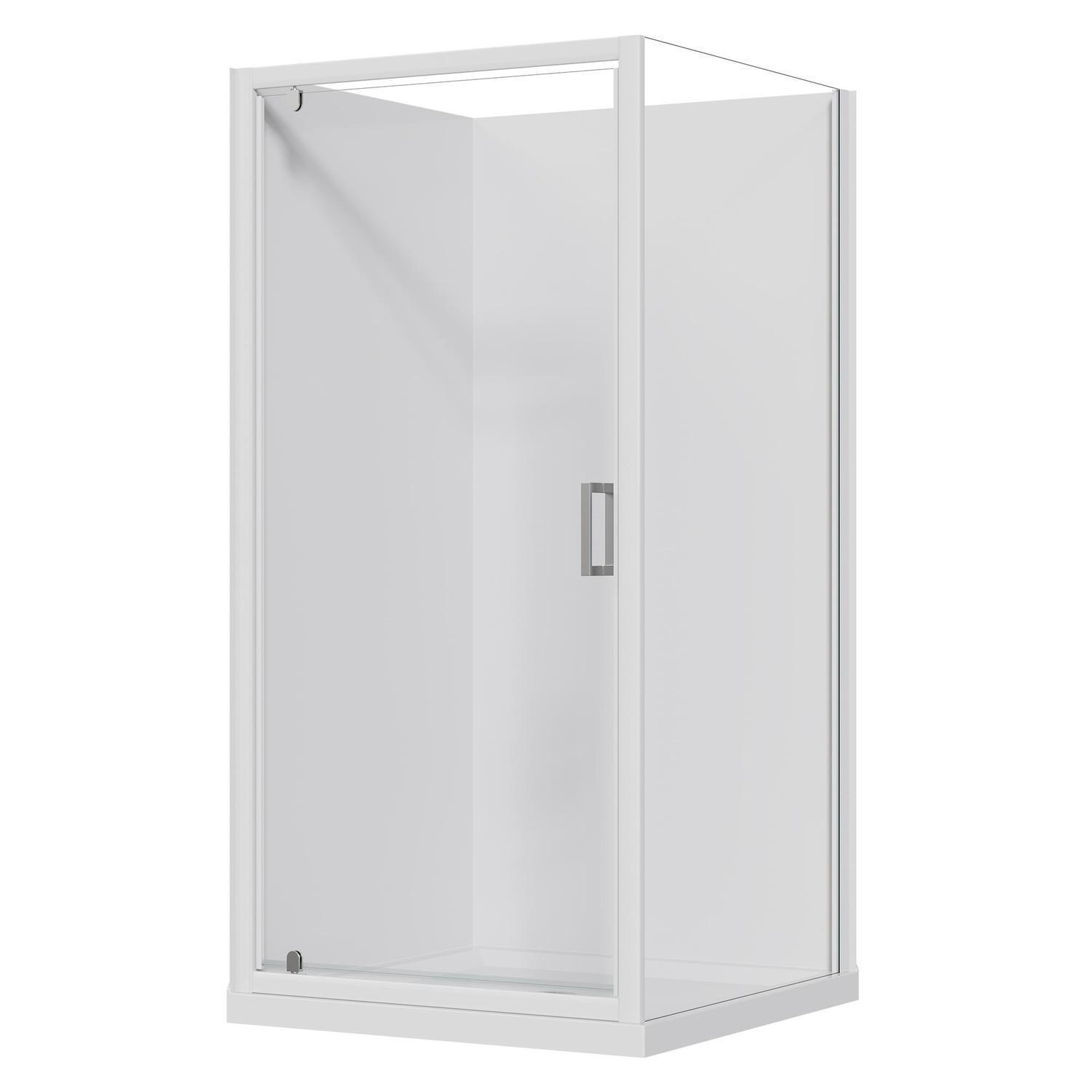 2 Sided Flat Wall Acrylic Shower Offset Waste 1000 x 1000 x 2015mm White