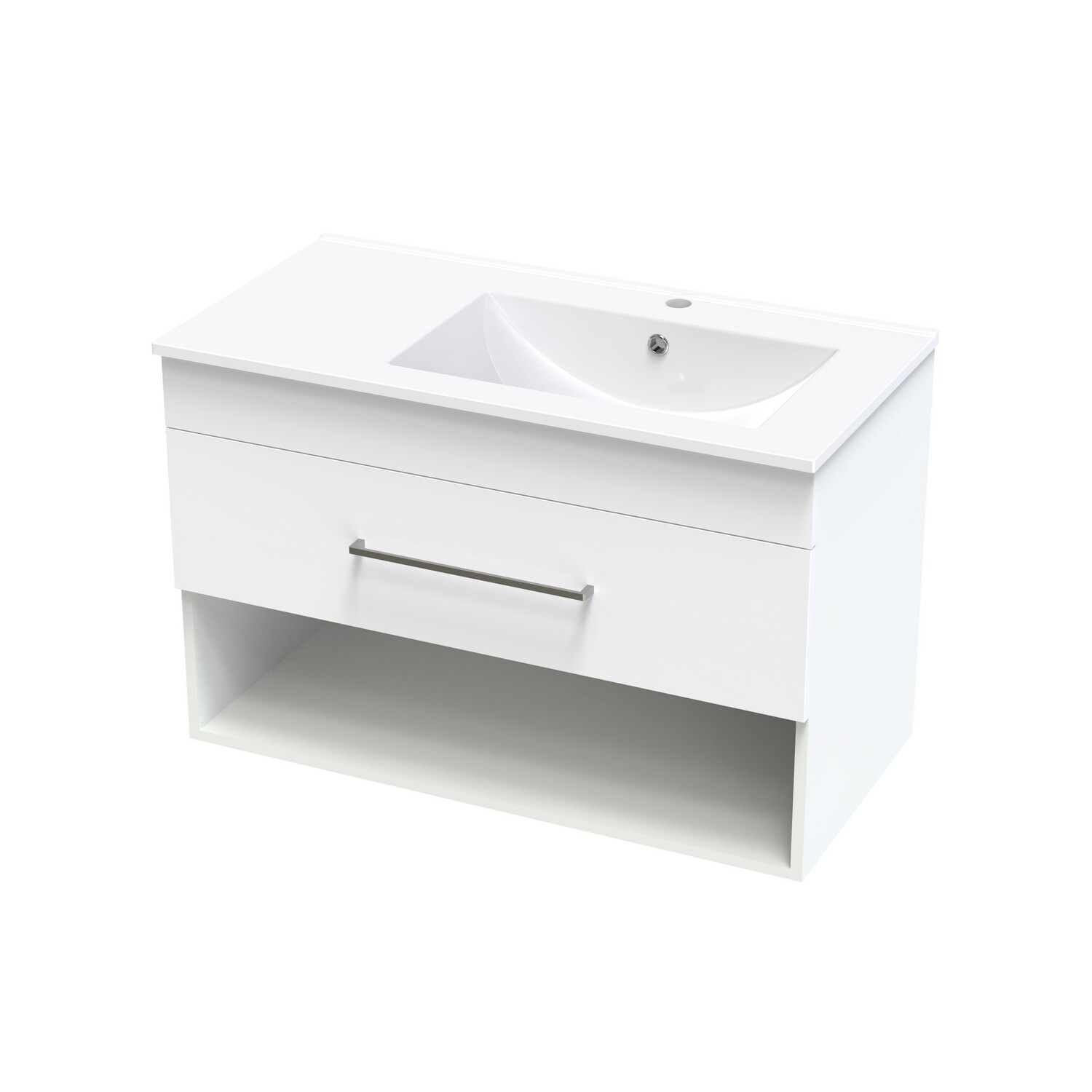 Cashmere Valley 900 Right Hand Bowl Drawer Open White Melamine