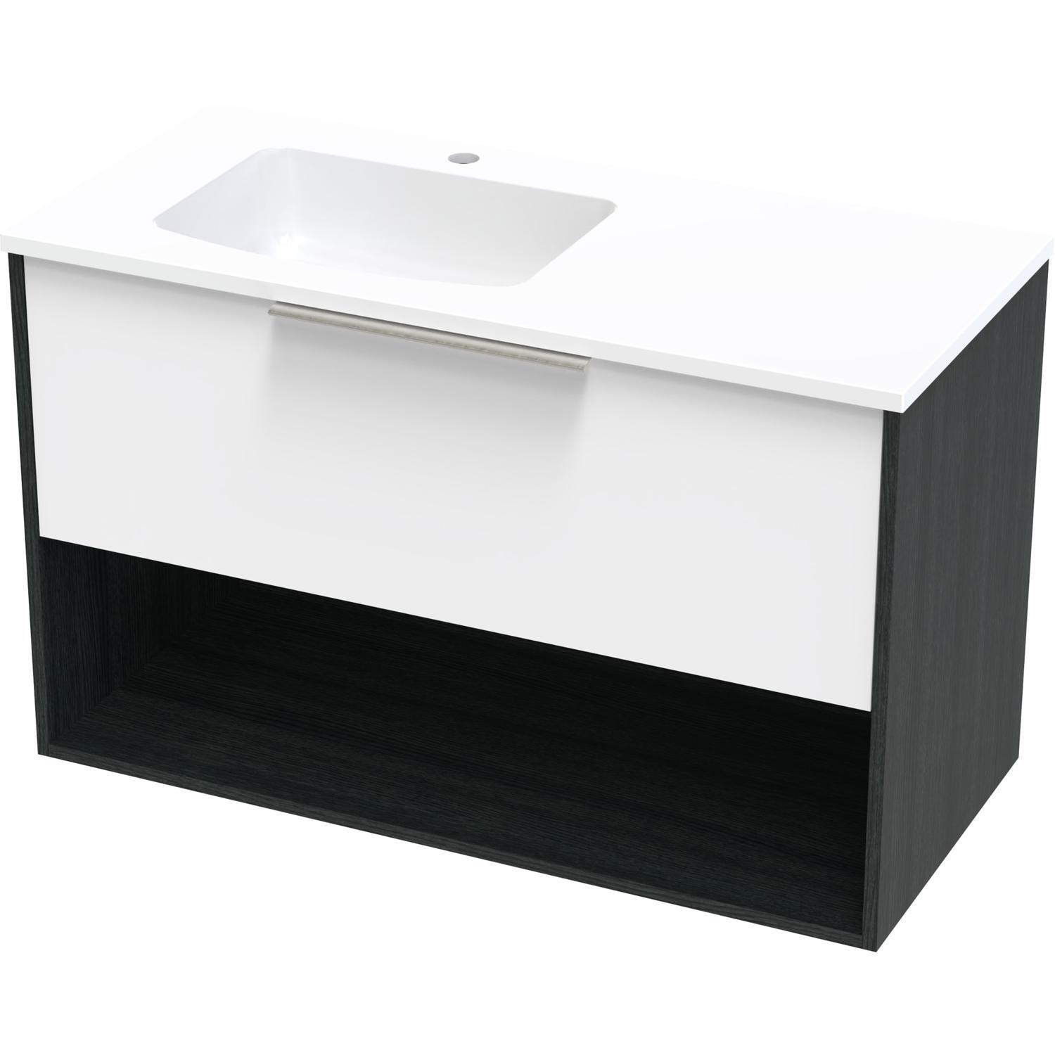 Nikau Grove 1000 Left Hand Bowl Drawer Open Ultra Gloss White/Colour