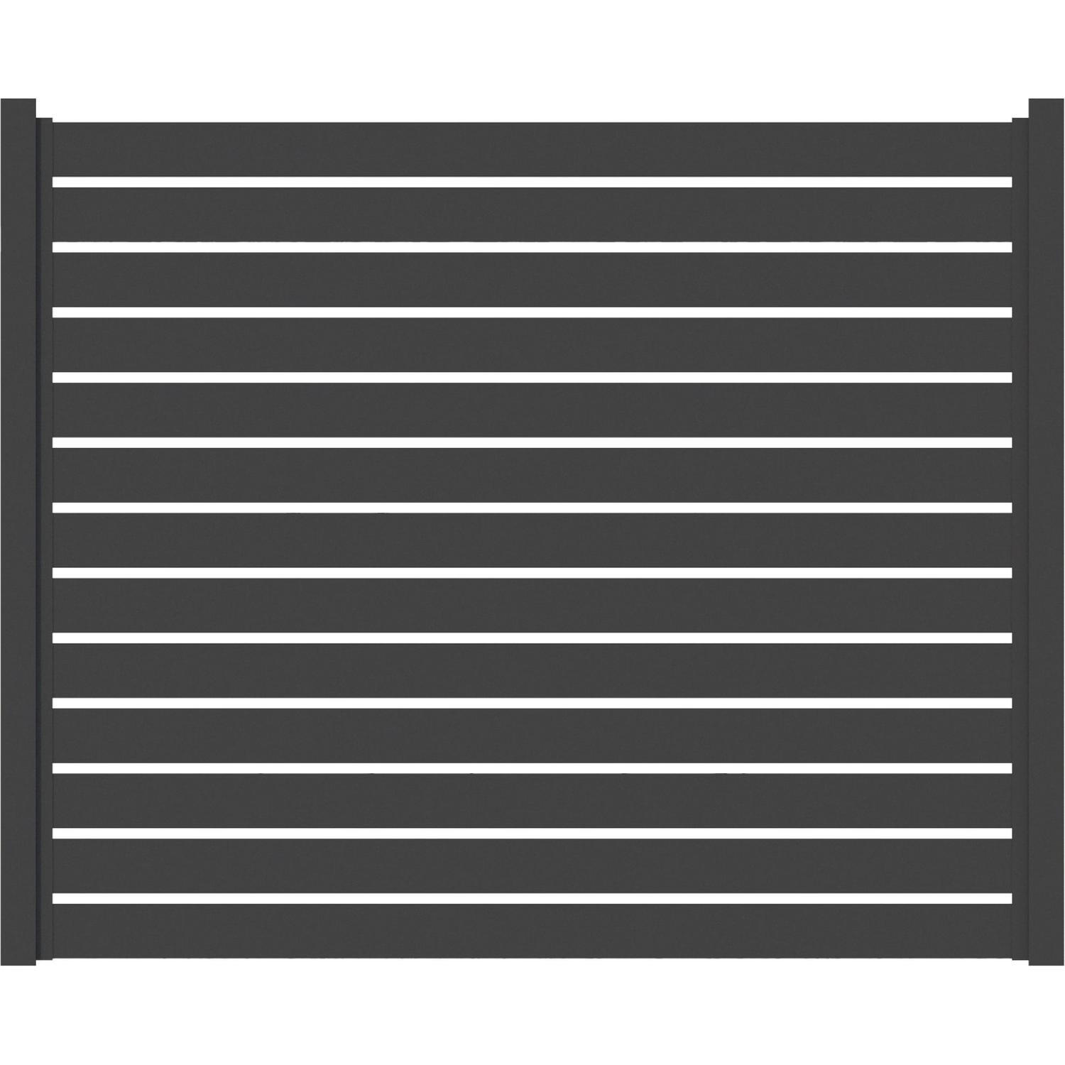 VistaWall Horizontal Slat Fence Panel H: 1500mm x W: 1800mm Black, Thunder