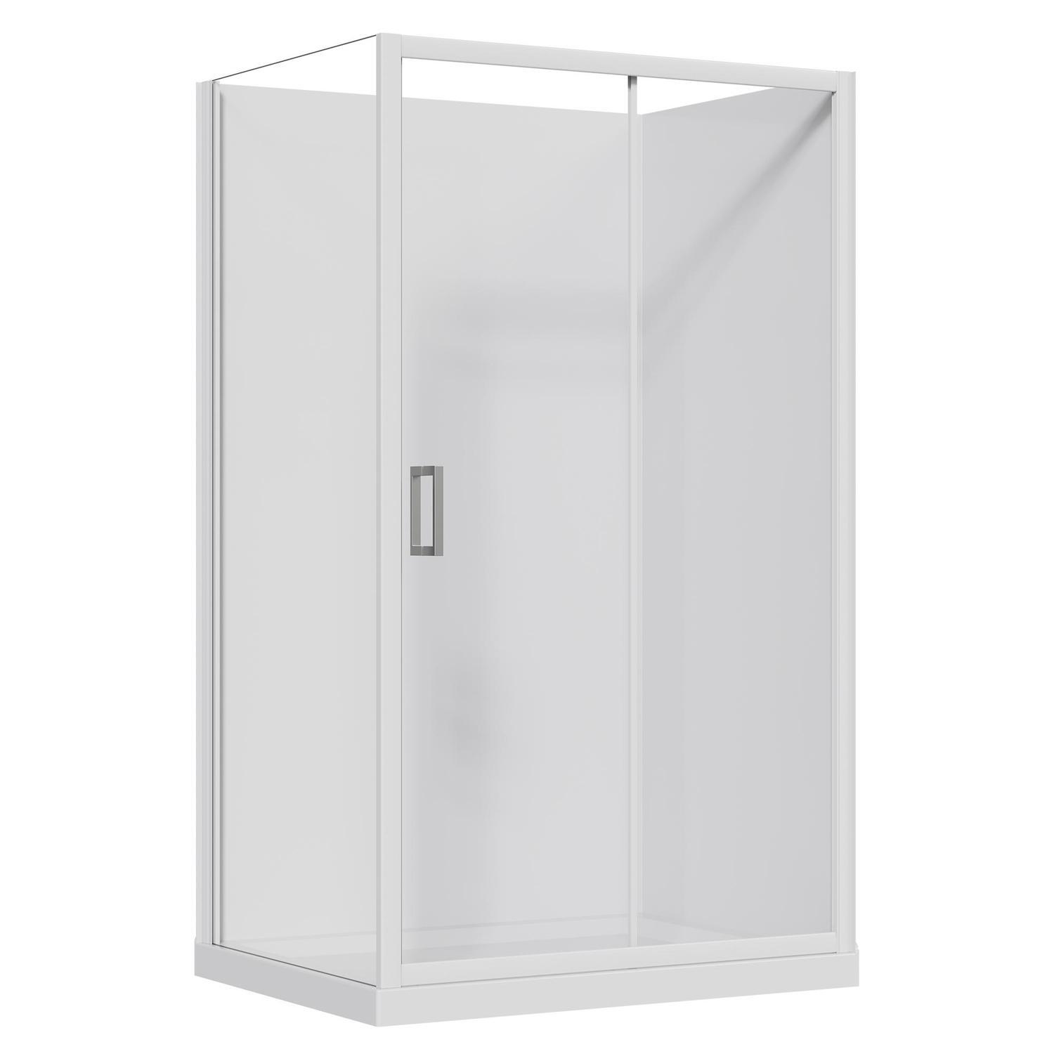 2 Sided Slider Flat Wall Acrylic Shower RH 1200 x 900 x 2015mm White