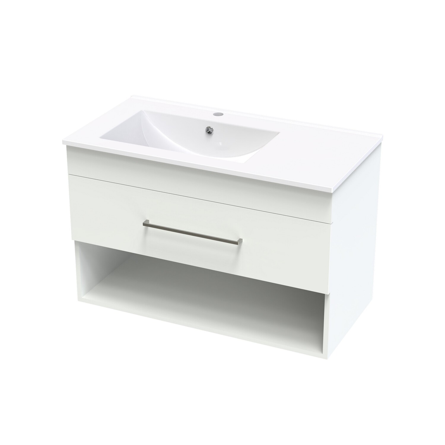 Cashmere Valley 900 Left Hand Bowl Drawer Open White Melamine