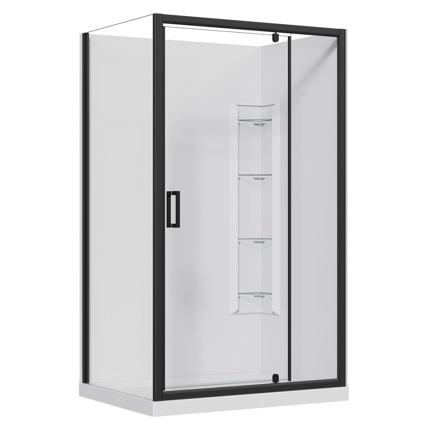 2 Sided Corner Mould Acrylic Shower RH 1200 x 900 x 2015mm Black