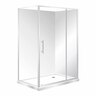 Stellar Capricorn Square Shower Flat Wall Right Hand Tray with 2 Panel Sliding Door