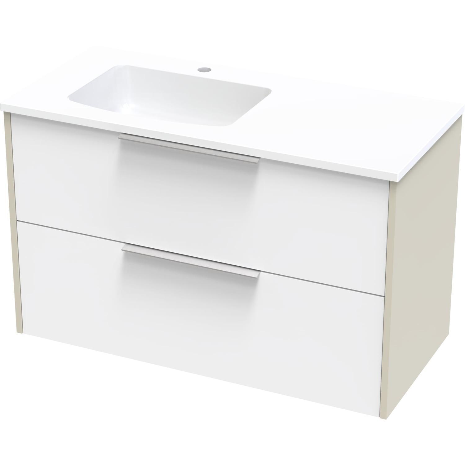 Nikau Grove 1000 Left Hand Bowl Double Drawer Wall Ultra Gloss White/Colour