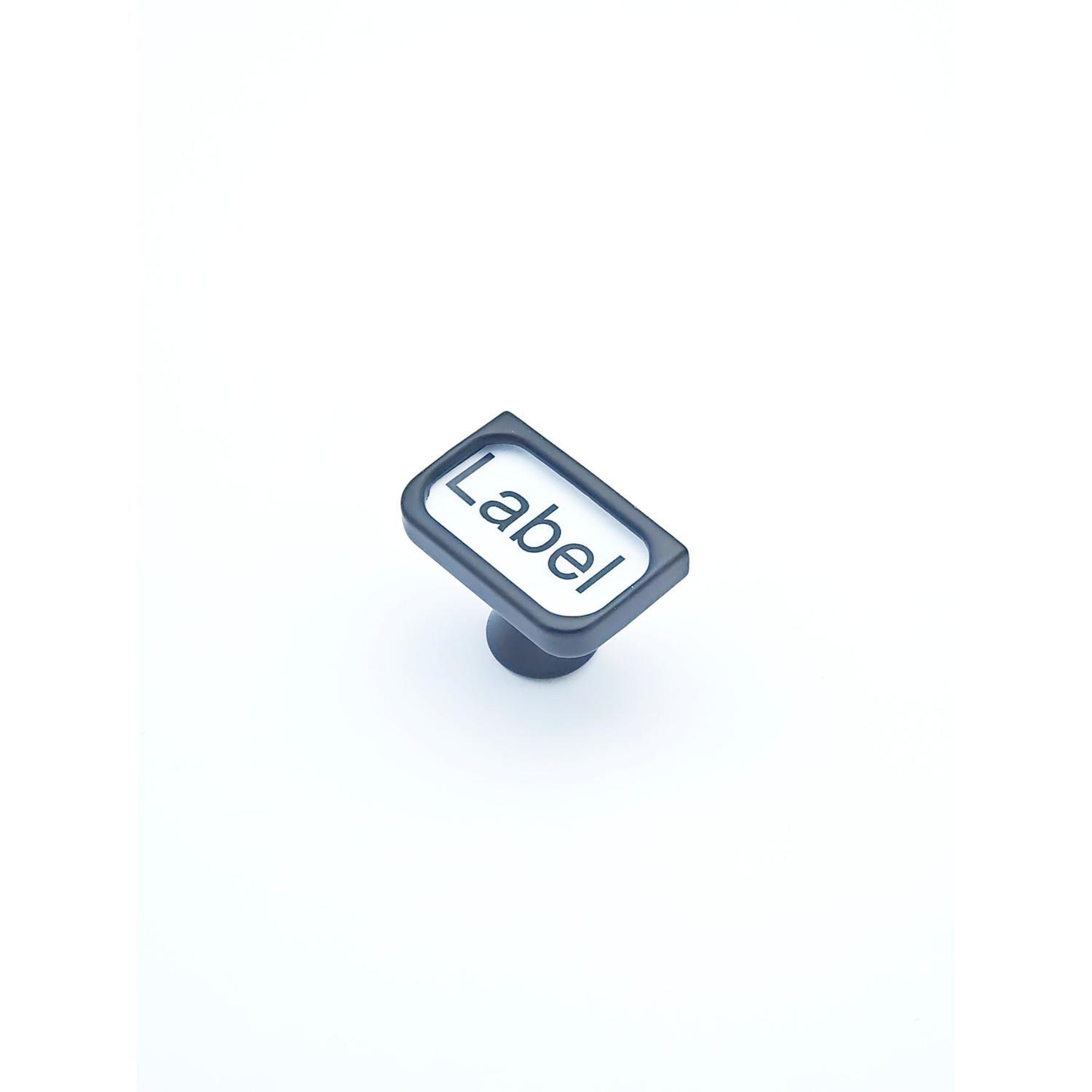 Cabinet Knobs with Label Holder 40 x 25mm Black