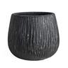 Round Cement Carve Pot L Black