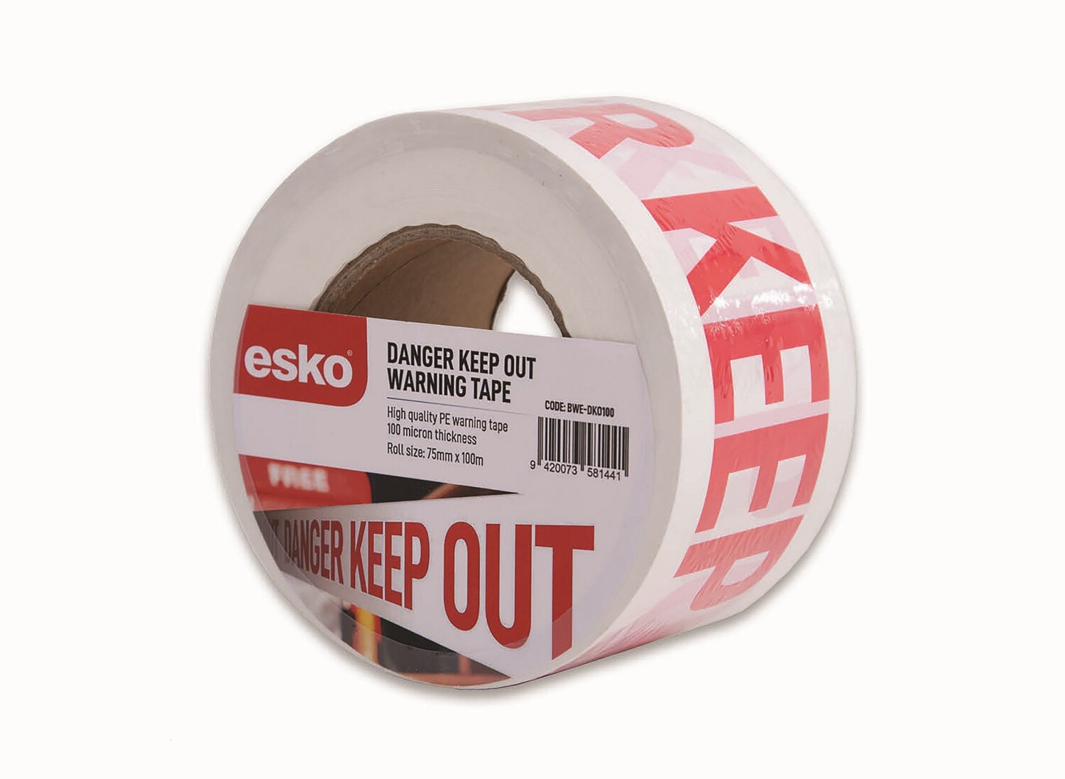 Danger Keep Out Warning Tape 100m Red White