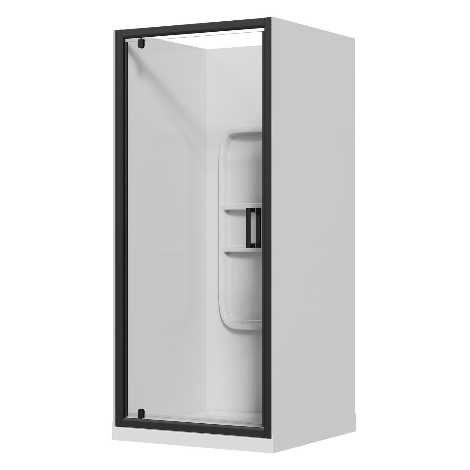 Alcove Side Mould Acrylic Shower 900 x 900 x 2015mm Black