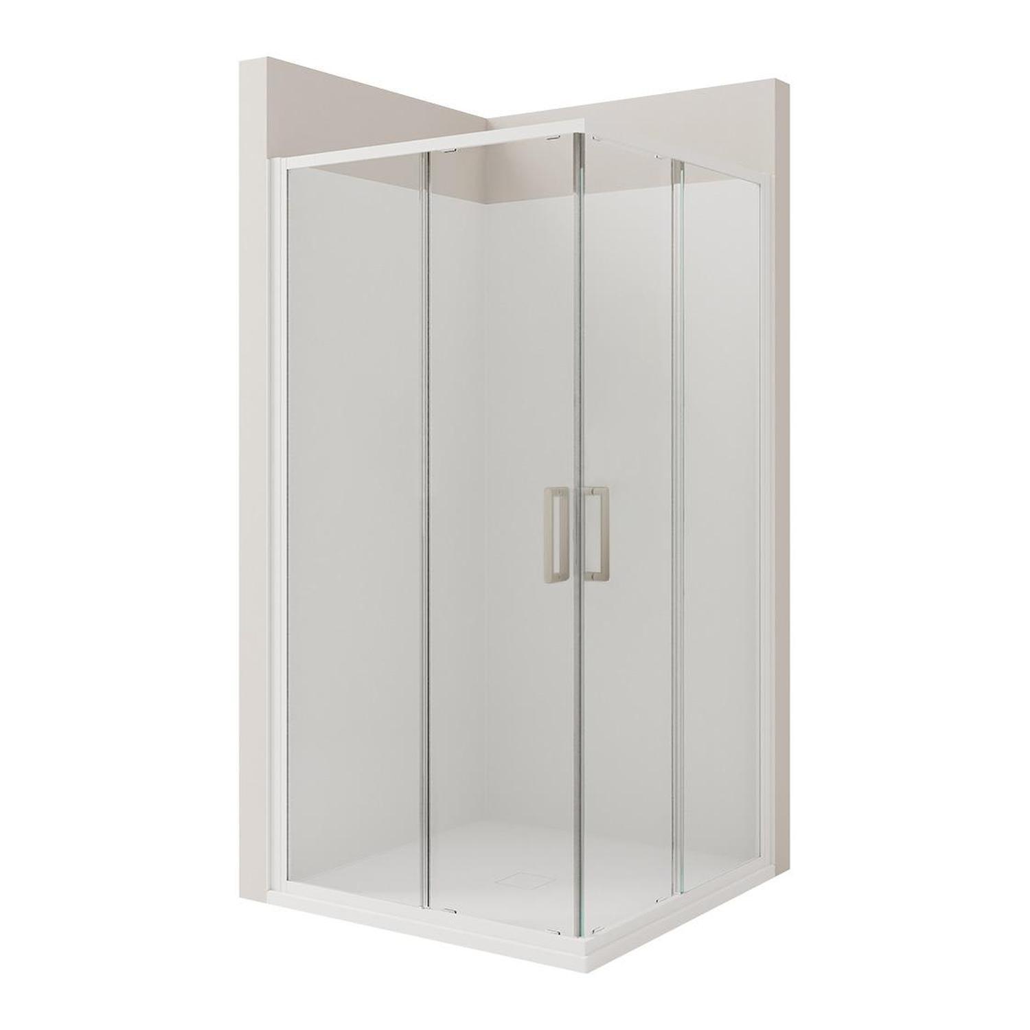 2 Side Flat Wall Shower 900 x 900mm Brushed Nickel