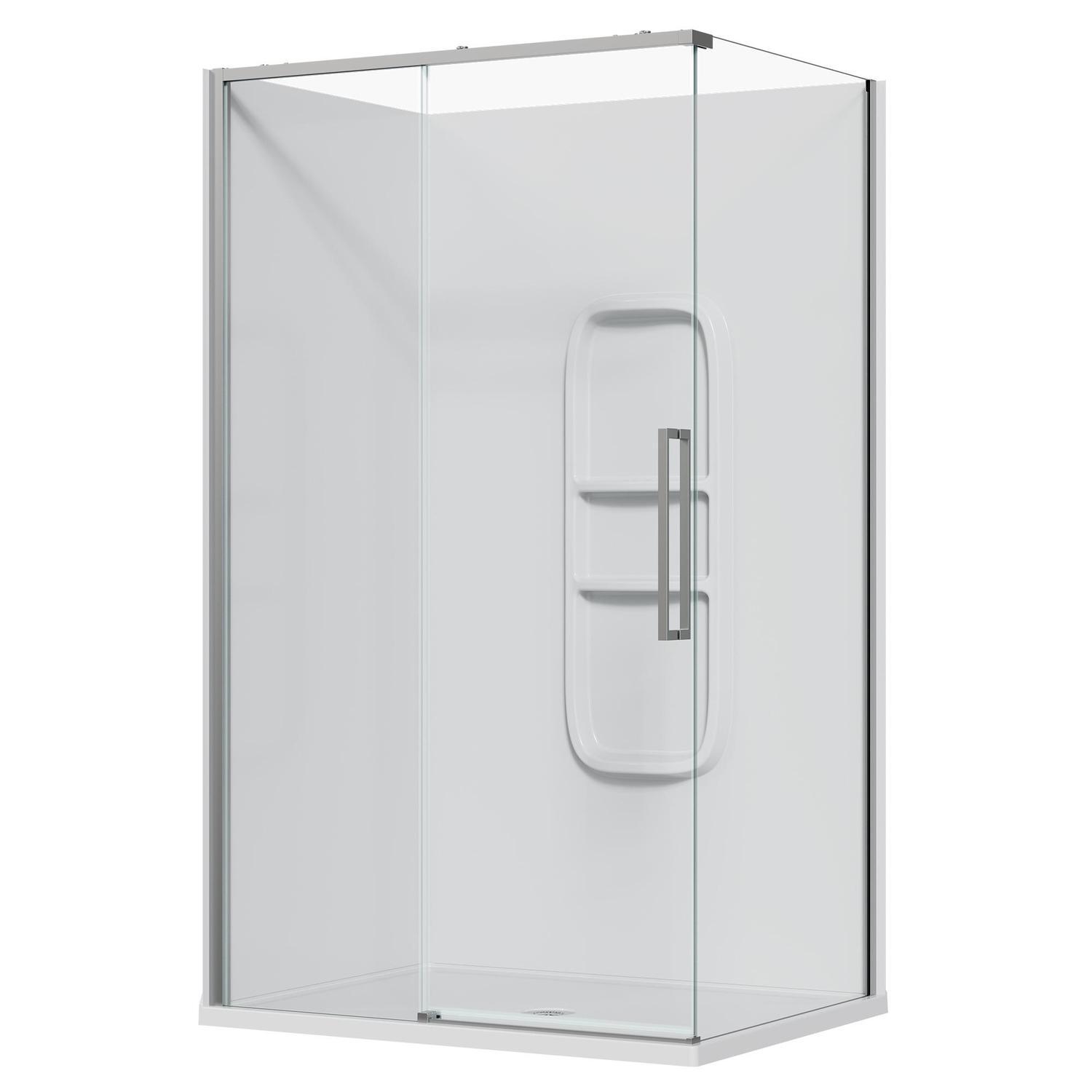 2 Sided Frameless Sliding Side Mould Acrylic Shower LH 1200 x 915 x 2040mm Chrome
