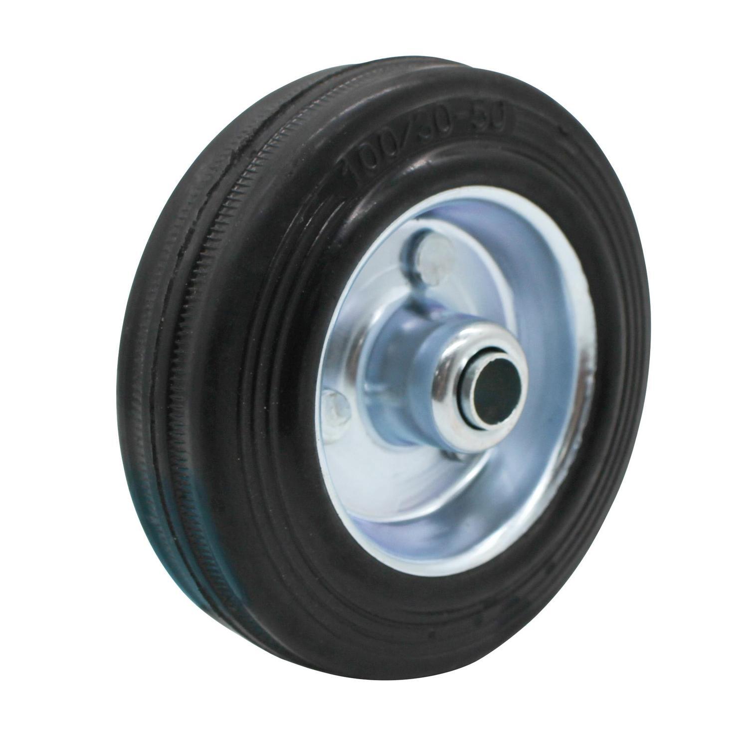 Rubber Tyred Steel Centered Wheel  100mm Black