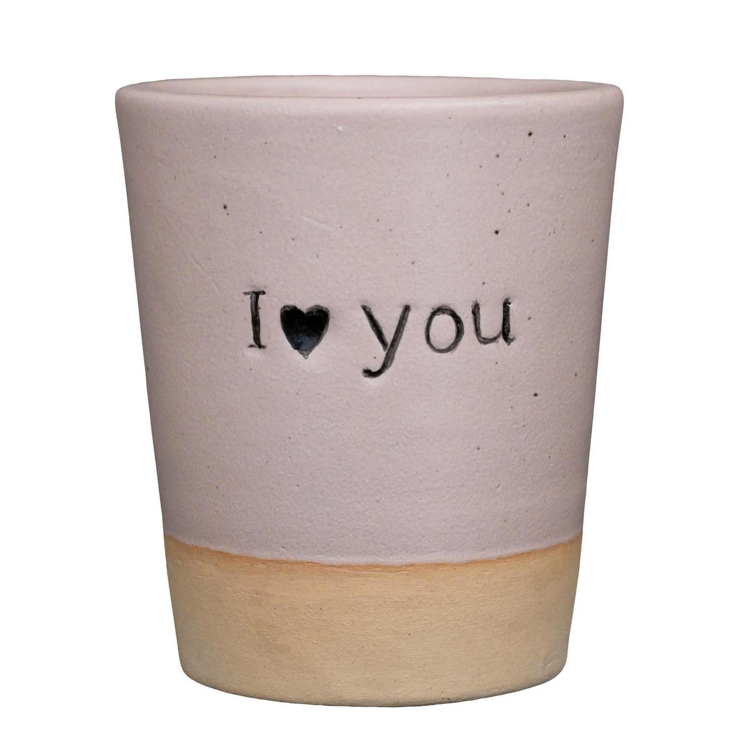 Ceramic Indoor 'I Love You' Pot 8cm Pink