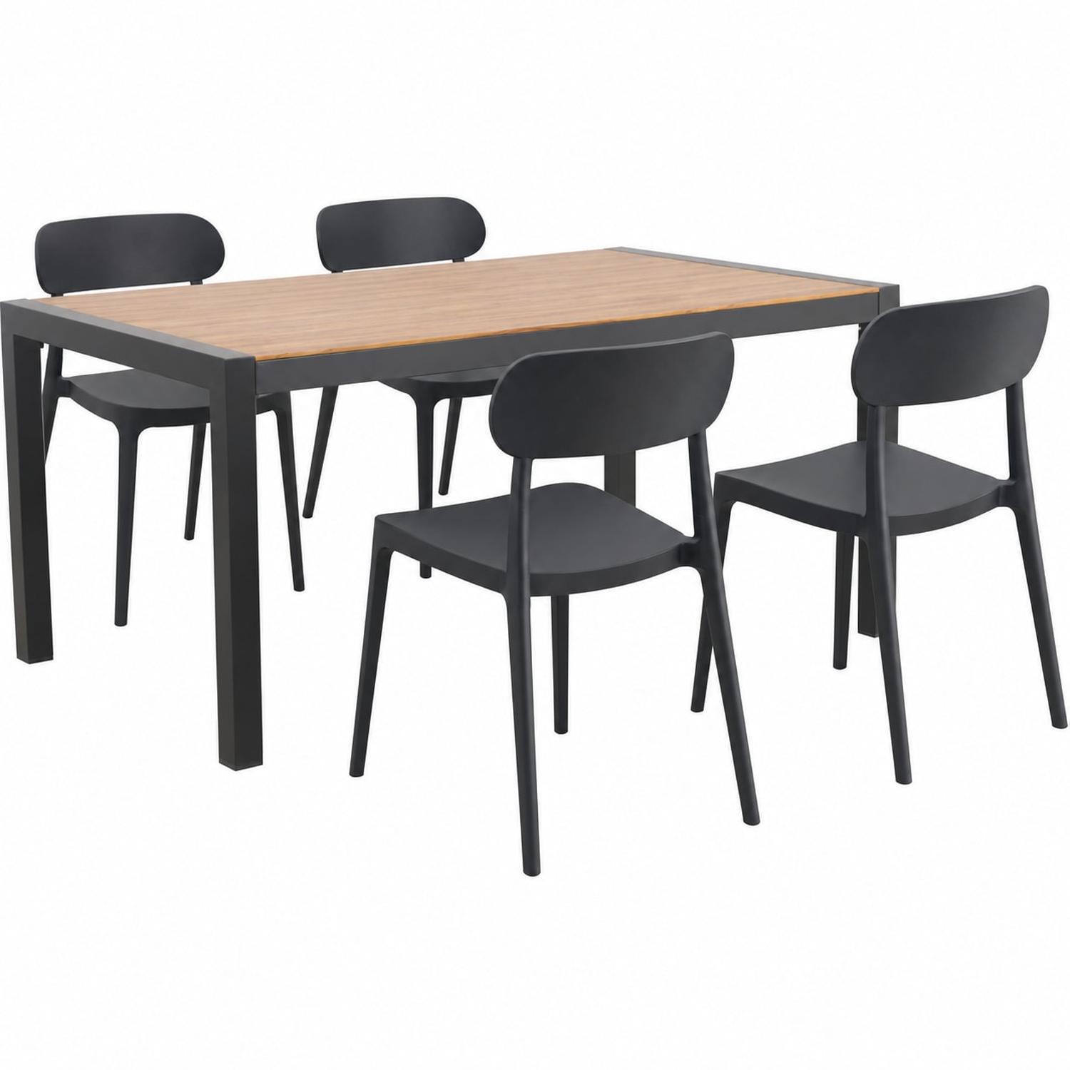 Outdoor Dining Setting 5 Piece Fes Curve Dining Chair Charcoal