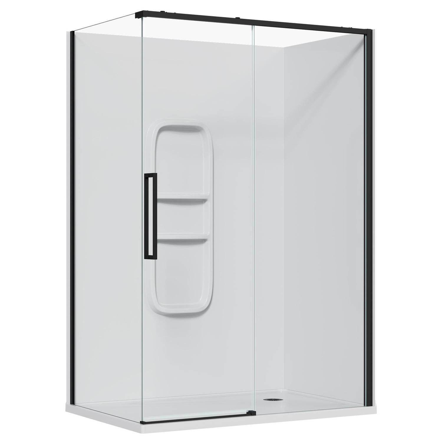 2 Sided Frameless Sliding Side Mould Acrylic Shower RH 1400 x 915 x 2040mm Black
