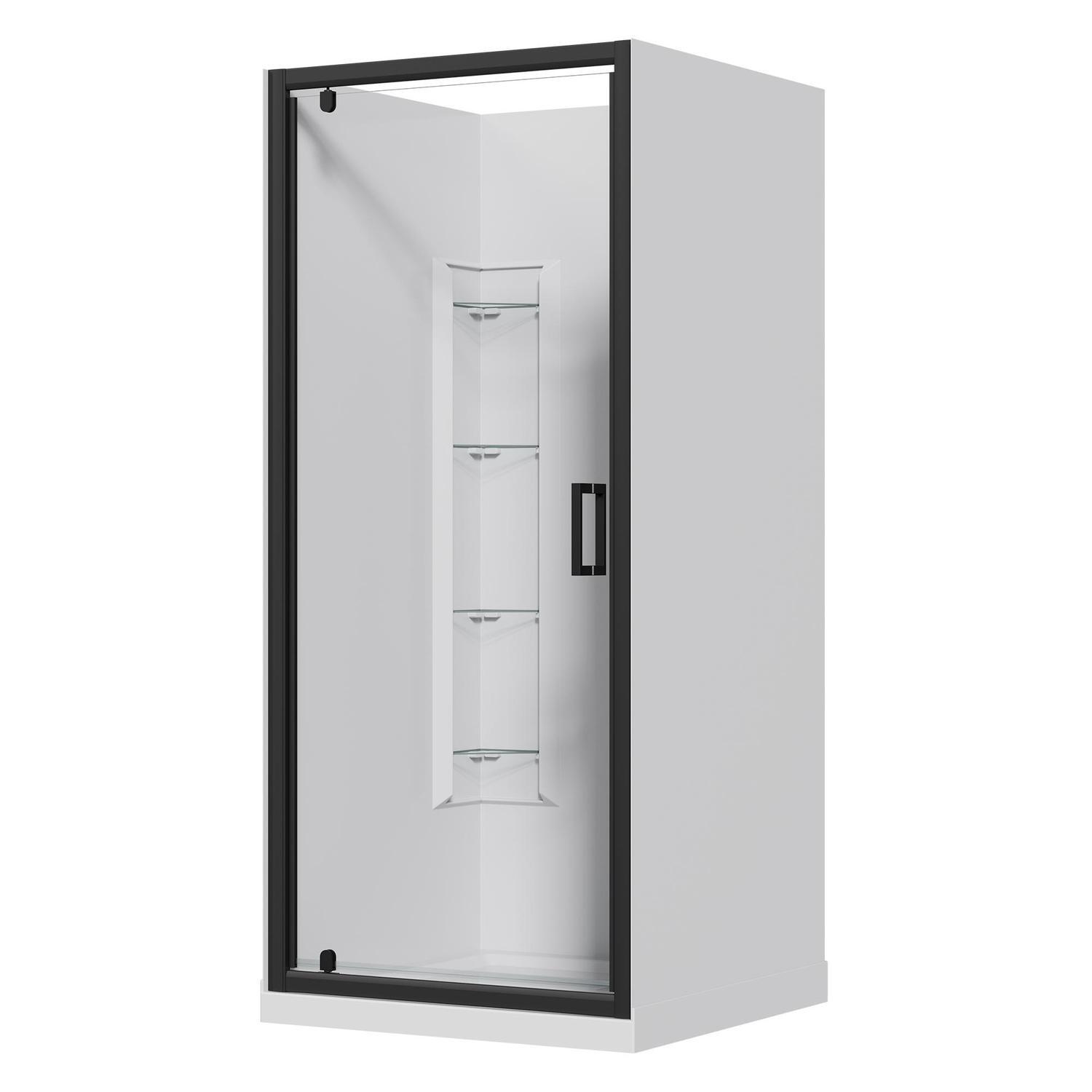 Alcove Corner Mould Acrylic Shower 900 x 900 x 2015mm Black