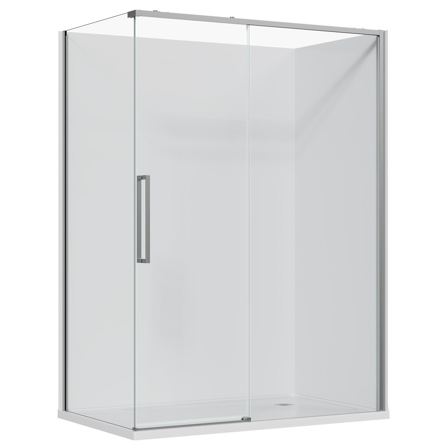 2 Sided Frameless Sliding Flat Wall Acrylic Shower RH 1500 x 915 x 2040mm Chrome