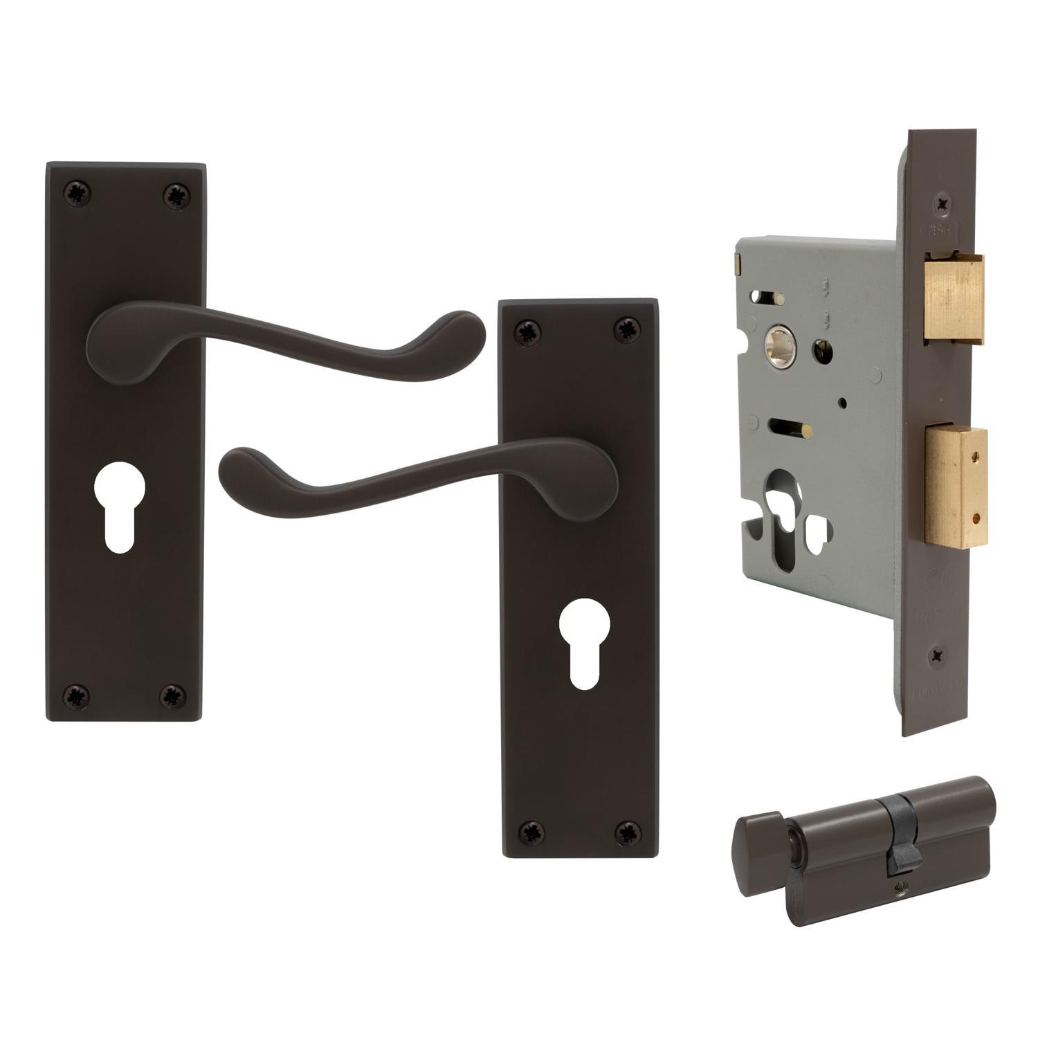 York Square Longplate Euro Locking Set  Vintage Bronze