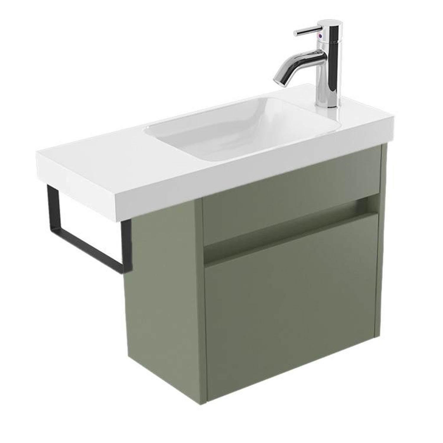 Wall Vanity 600mm Green Slate Black Rail