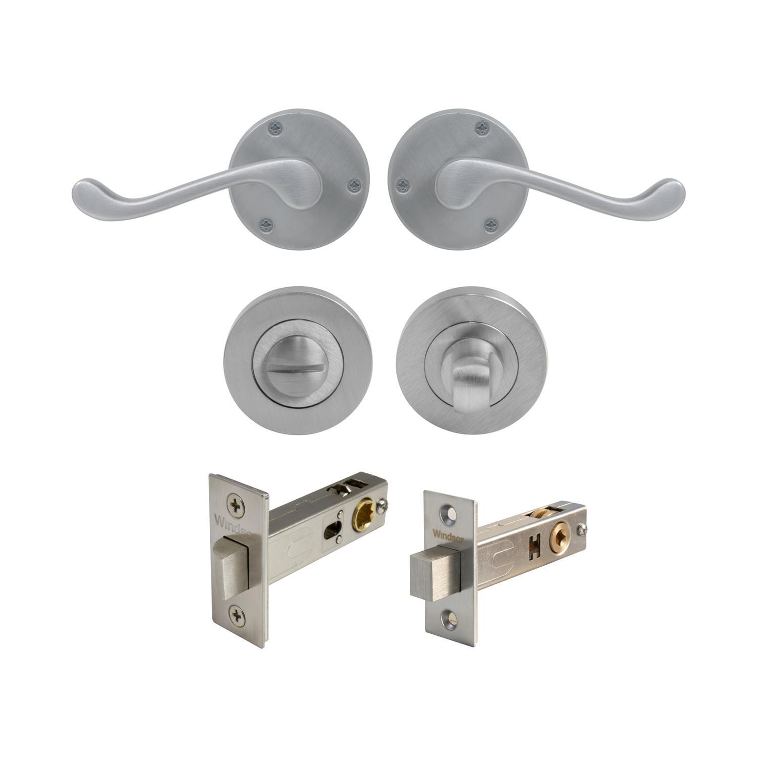 York Round Rose Privacy Set Satin Chrome