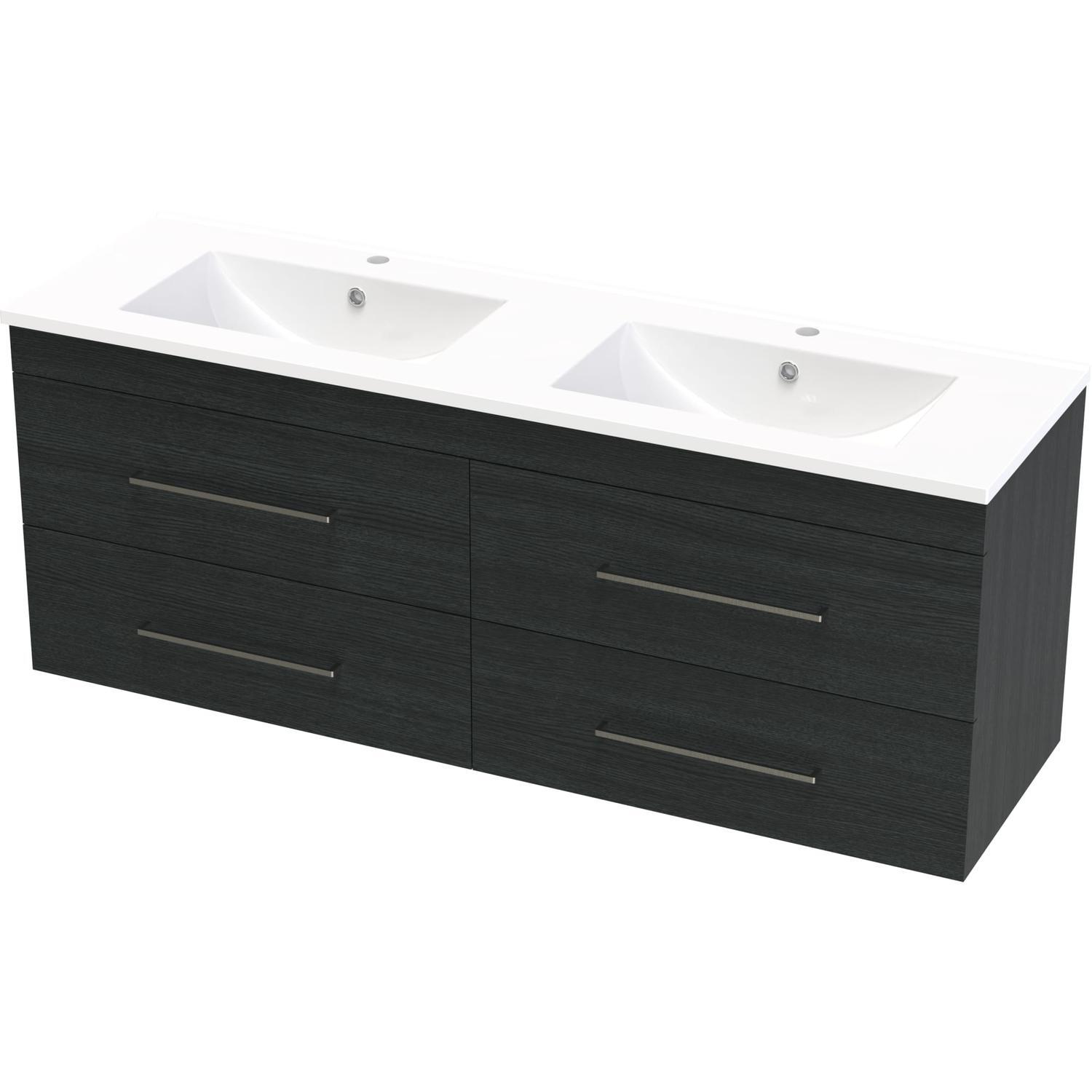 Cashmere Double Drawer Double Bowl Wall Hung Vanity