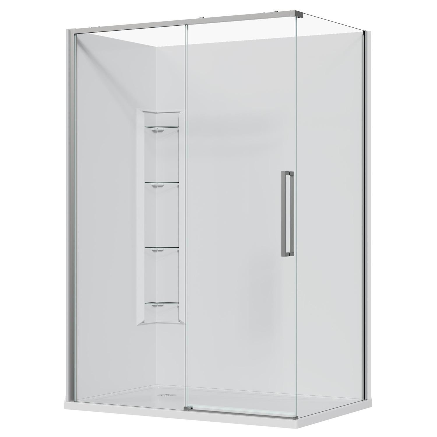 2 Sided Frameless Sliding Corner Mould Acrylic Shower LH 1400 x 915 x 2040mm Chrome