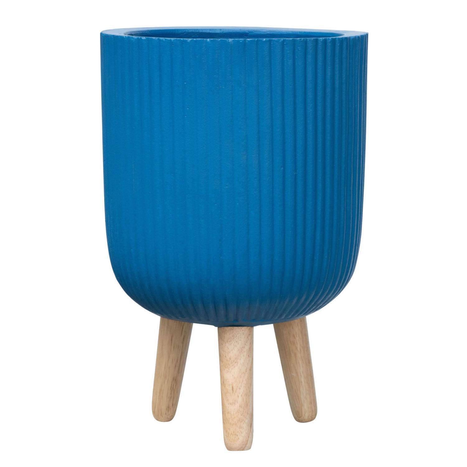 Indoor Leo Pot on Stand 22cm Blue