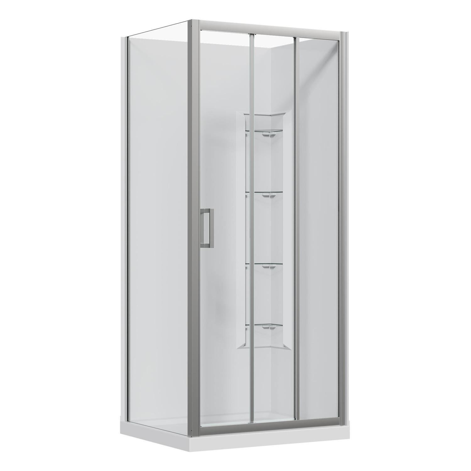 2 Sided Panel Stacker Corner Mould Acrylic Shower RH 900 x 750 x 2015mm Chrome