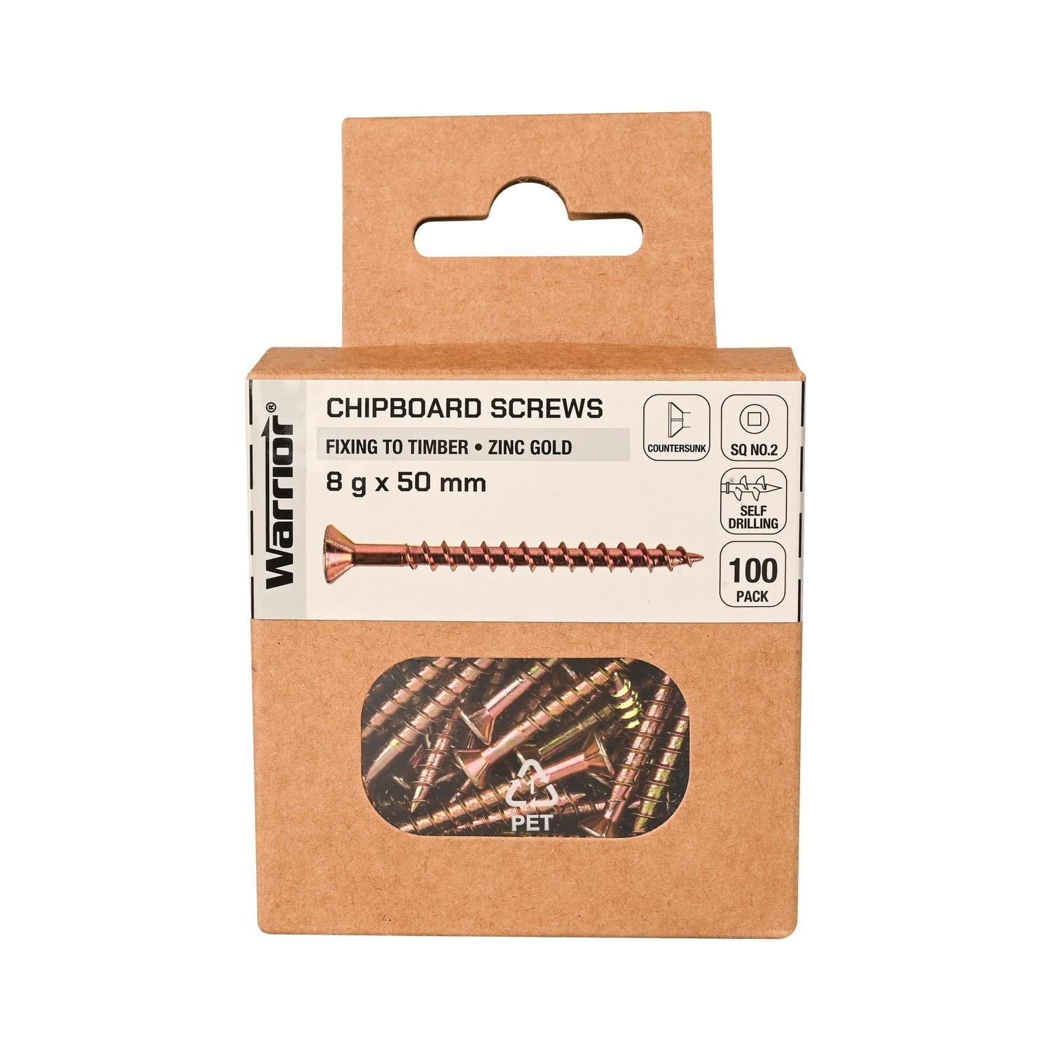 Chipboard Screws 8 g x 50mm Zinc Gold