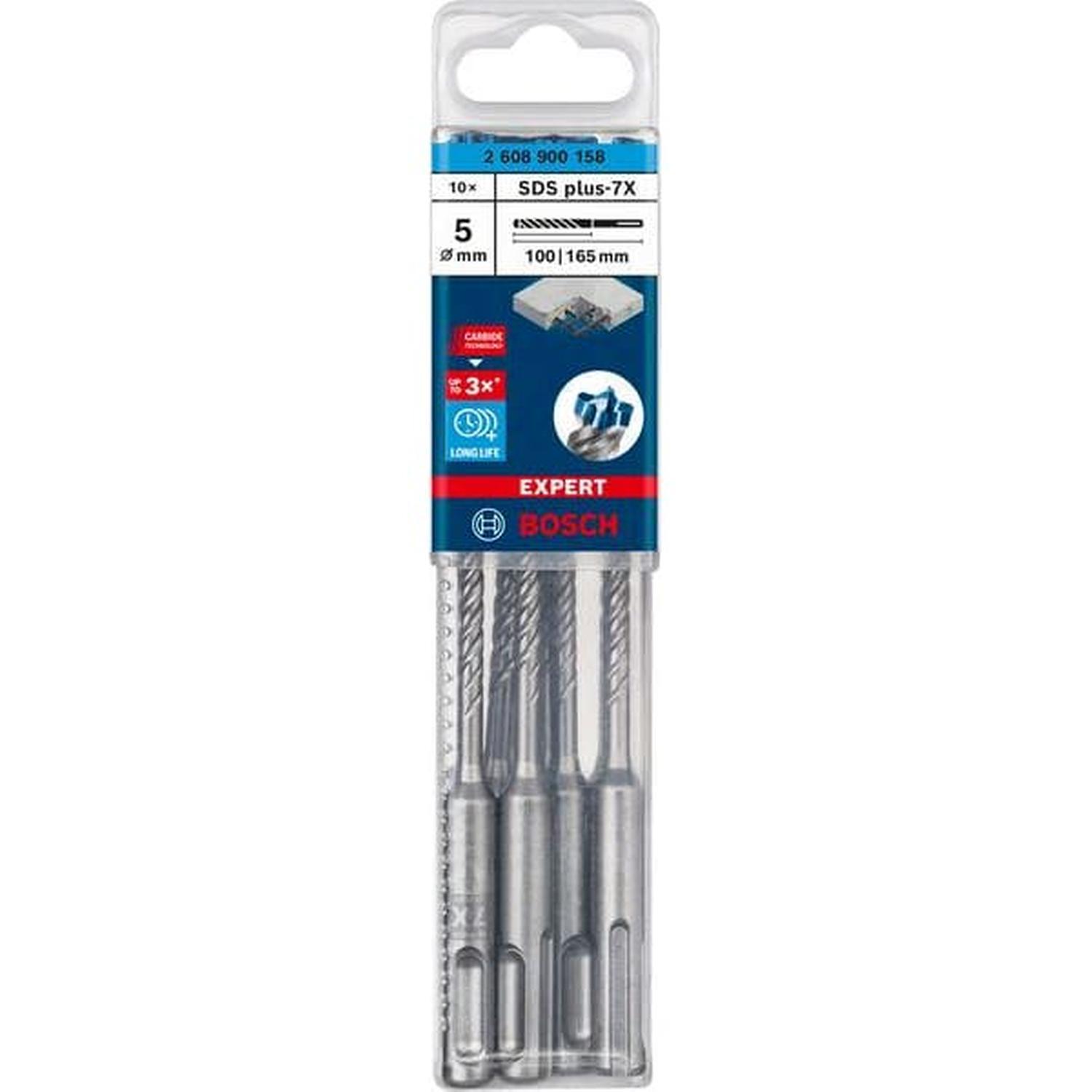 SDS Plus-7x Hammer Drill Bit 10PC Set 5 x 100 x 165mm