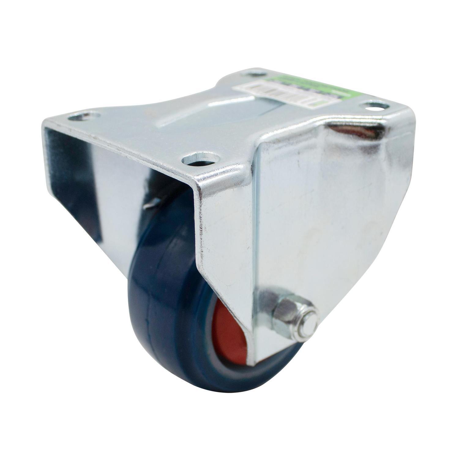 Rubber Fixed Castor  80mm Blue