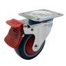 Rubber Swivel Castor with Brake 100mm Blue