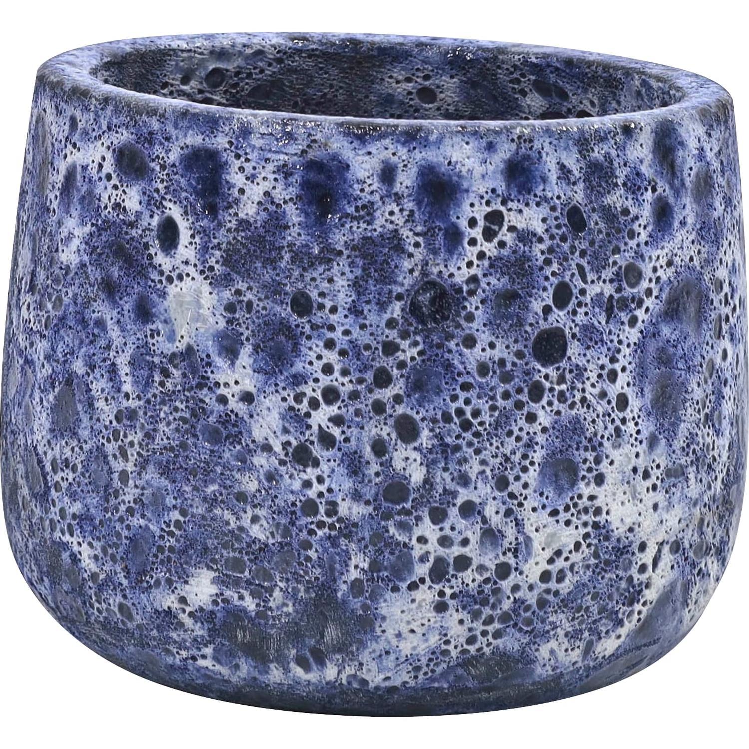 Glazed Egg Moon Pot Blue Medium
