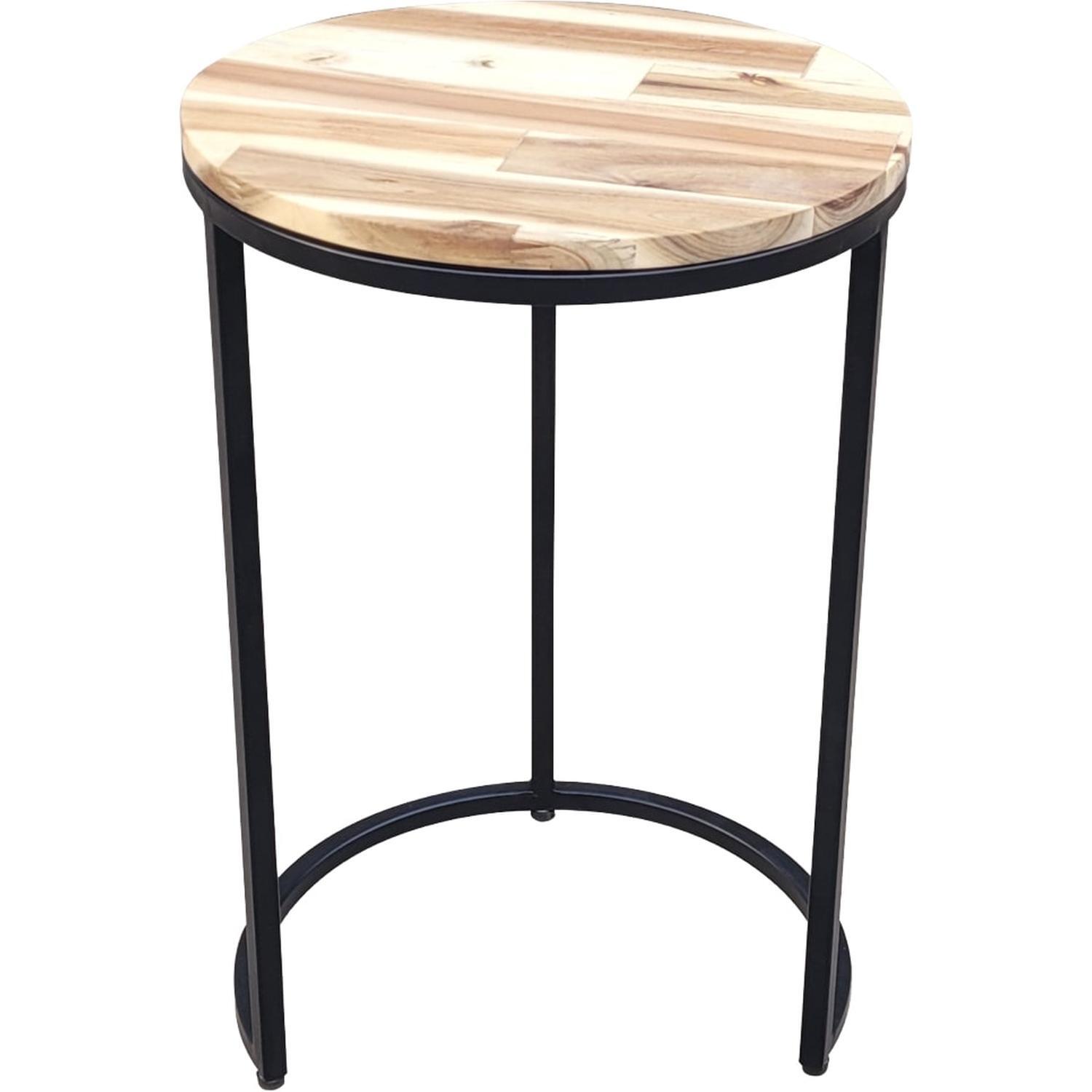 Metal Plant Stand Acacia Top Medium