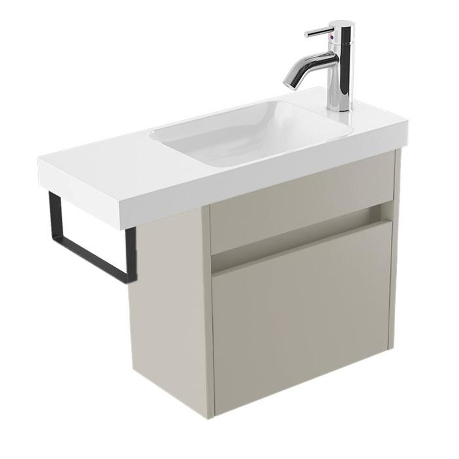 Wall Vanity 600mm Dawn Grey Black Rail
