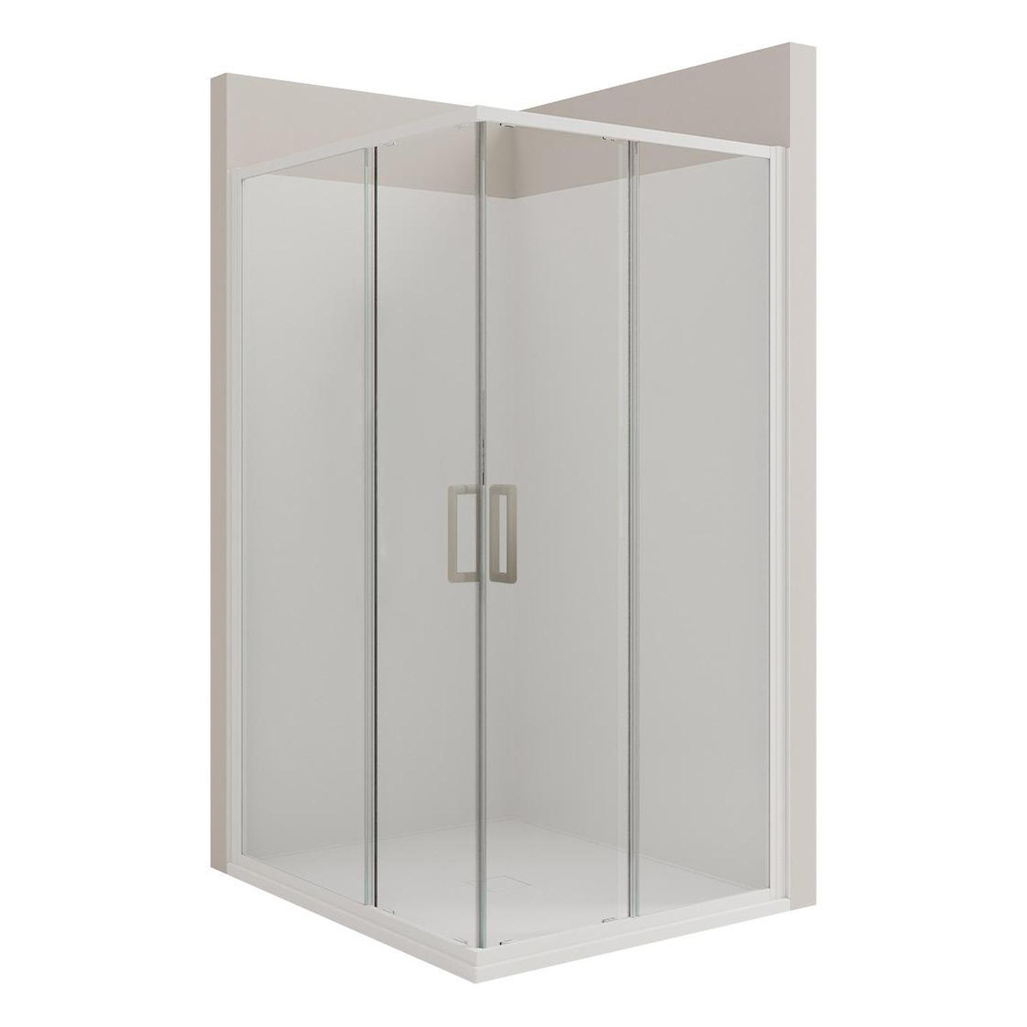 Left Hand 2 Side Flat Wall Shower 1200 x 1000mm Brushed Nickel