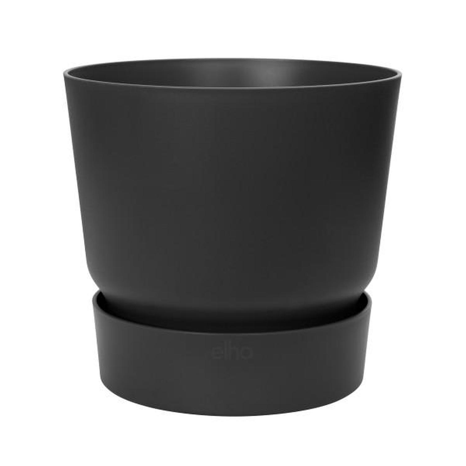 Plastic Pot with Saucer Black 20cm