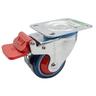 Rubber Swivel Castor with Brake 80mm Blue