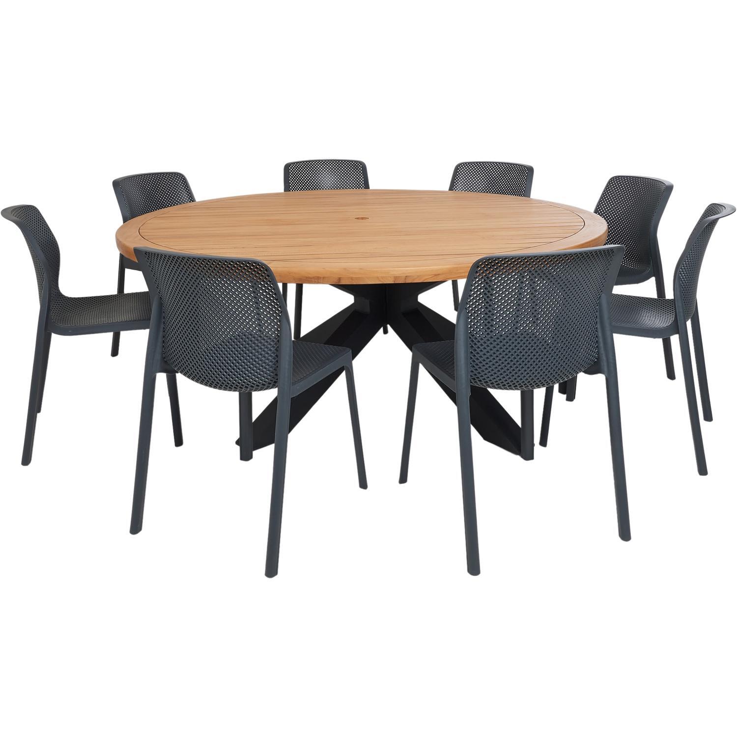 Outdoor Dining Setting 9 Piece Vivid Bistro Chair Charcoal