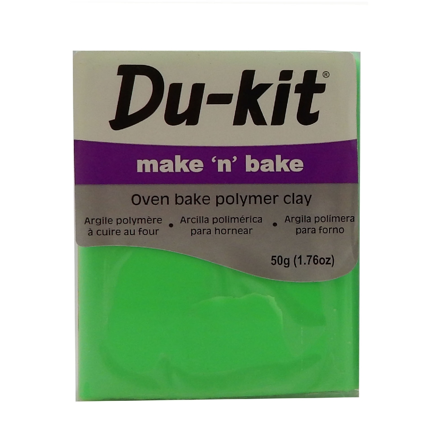 Oven Bake Polmer Clay 50 g Fluro Green
