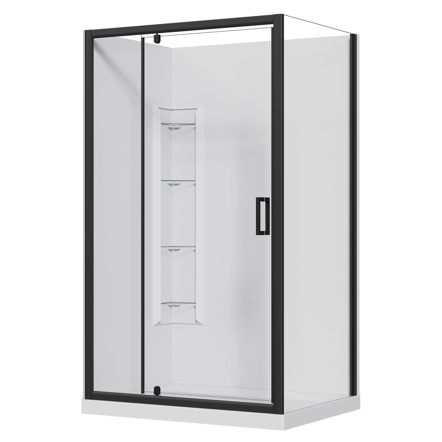 2 Sided Corner Mould Acrylic Shower LH 1200 x 900 x 2015mm Black