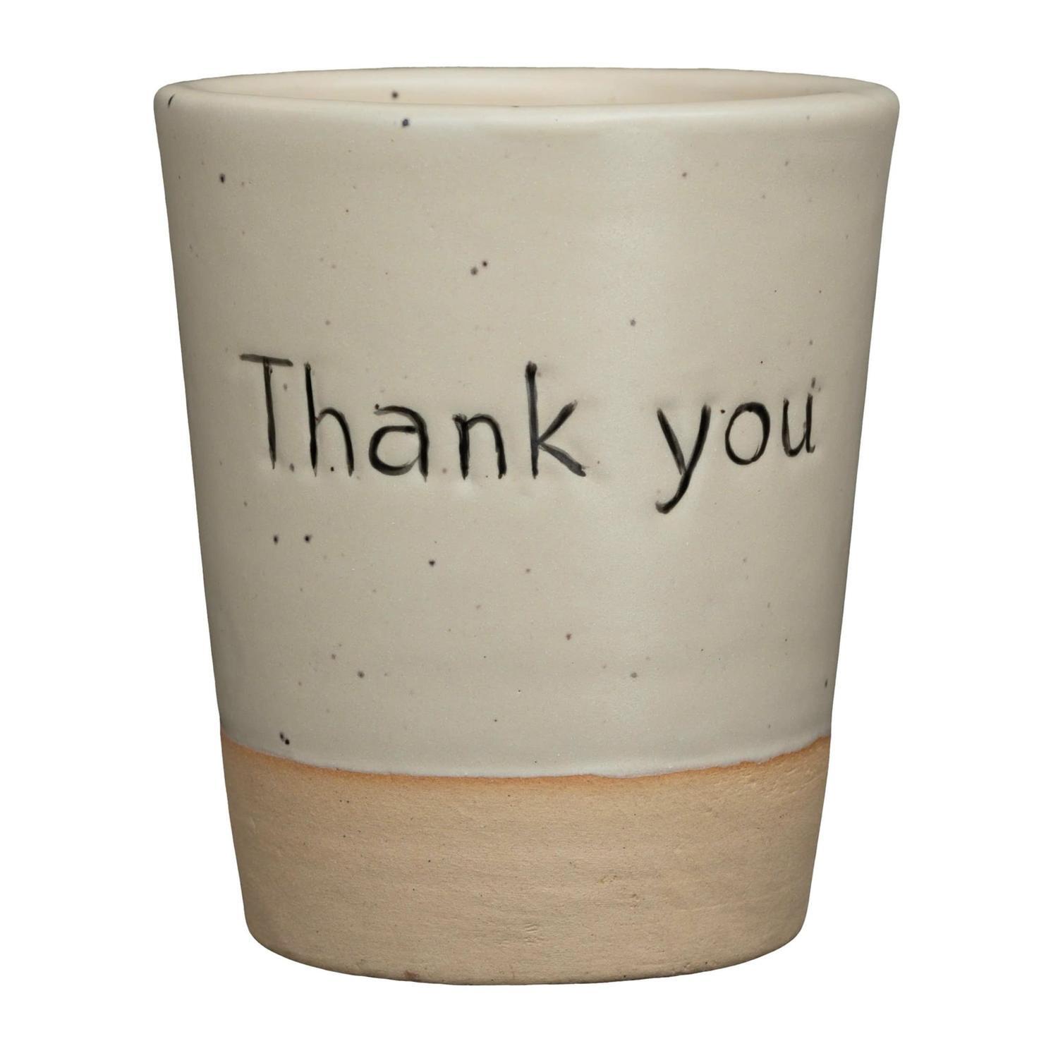 Ceramic Indoor 'Thank You' Pot 8cm White